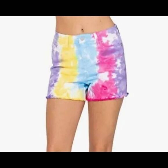 Judy Blue Snow Cone Tie Dye High Waist Shorts Soft n stretchy Size XL Nwt. - Picture 4 of 10